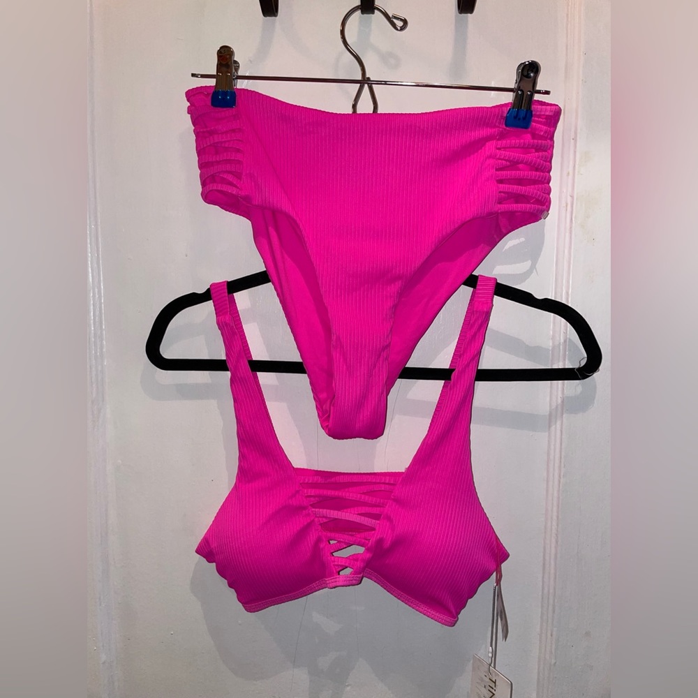 Tinibikini- Hot Pink Swimsuit (top & bottom)